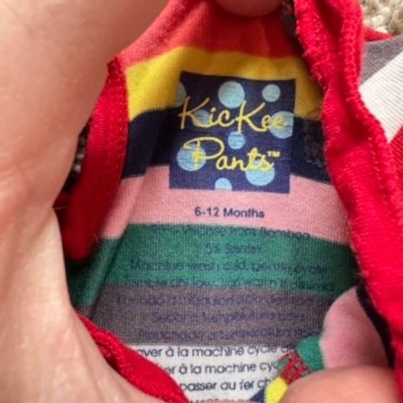 KicKee Pants Bamboo 6-12 Months Striped Ruffle Trim Long Sleeve Baby Bodysuit - Picture 3 of 5